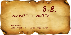 Babirák Elemér névjegykártya